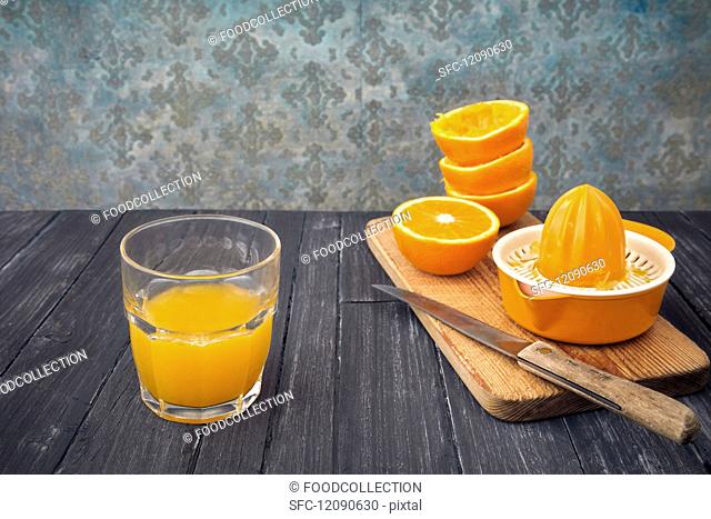 Freshly pressed orange juice in a glass