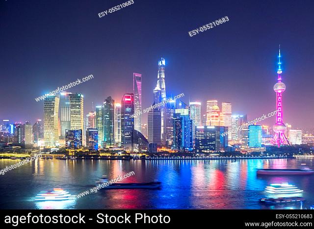 beautiful shanghai at night, view from north the bund, China