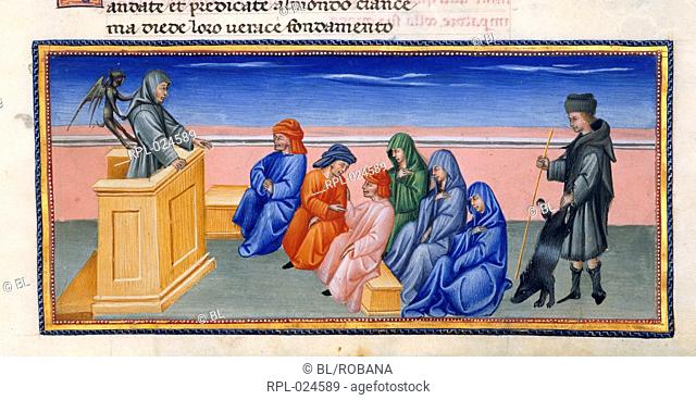 The hypocritical Priest, Miniature only Paradiso, Canto XXIX. Heaven of the Primum Mobile. Beatrice's diatribe against modern preachers
