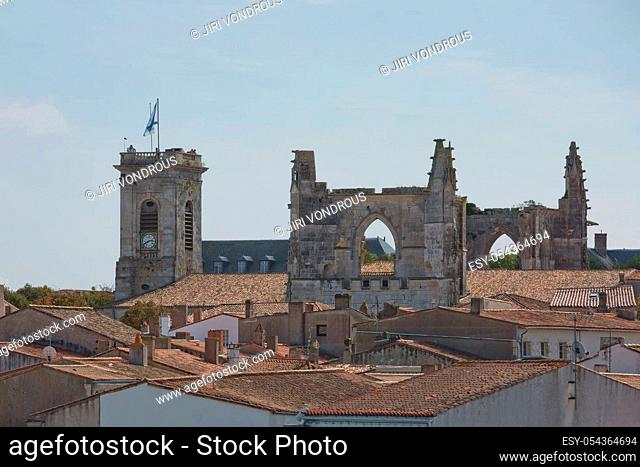 View of Saint Martin de Re and Church Saint-Martin in Ile de Re in France