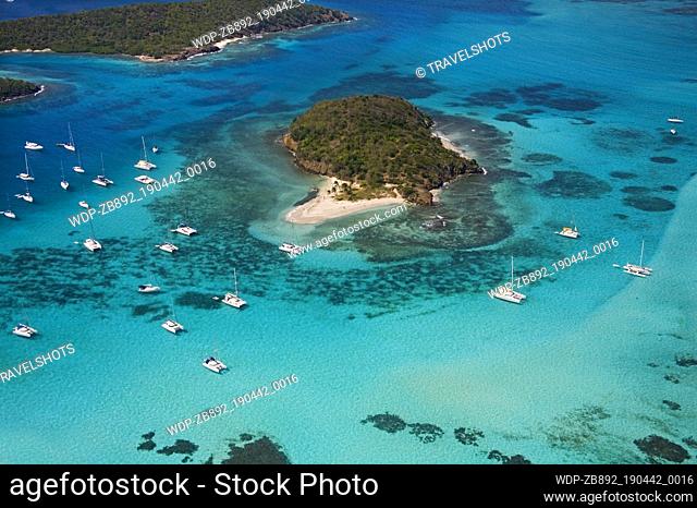 View over tropical islands Caribbean St. Vincent & The Grenadines Tobago Cays