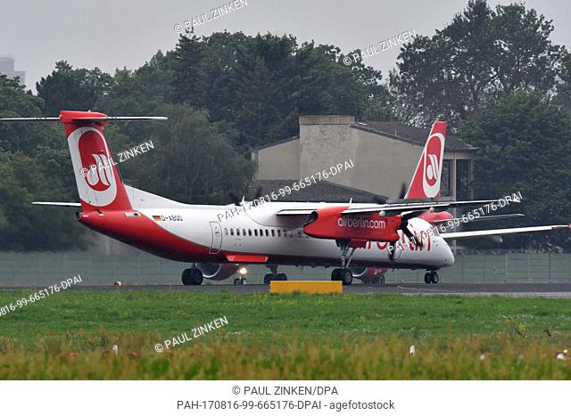 Two Air Berlin planes taxiing at Tegel Airport in Berlin, Germany, 16Â August 2017. The airline filed for insolvency on 15 August