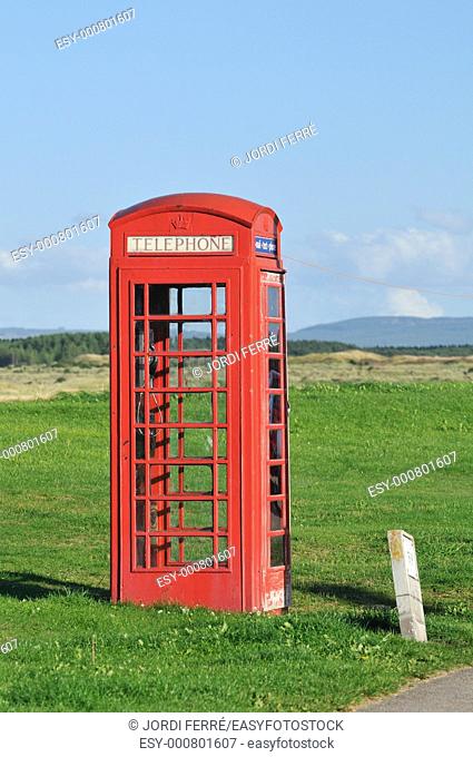 Phone booth, Lossiemouth, Moray, Scotland, United Kingdom, Europe