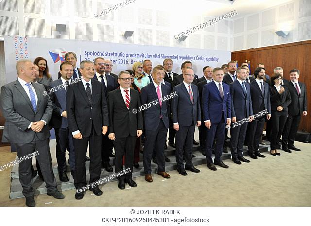 Slovak Prime Minister Robert Fico (5th from right) and Czech Prime Minister Sobotka (6th from right) spoke about preparation of cultural events to mark the...
