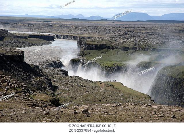 Europa, Island, Iceland, Wasserfall, Dettifoss, energiereichster Wasserfall Europas, Fluss Jökulsa a Fjöllum, Schlucht Jökulsargljufur