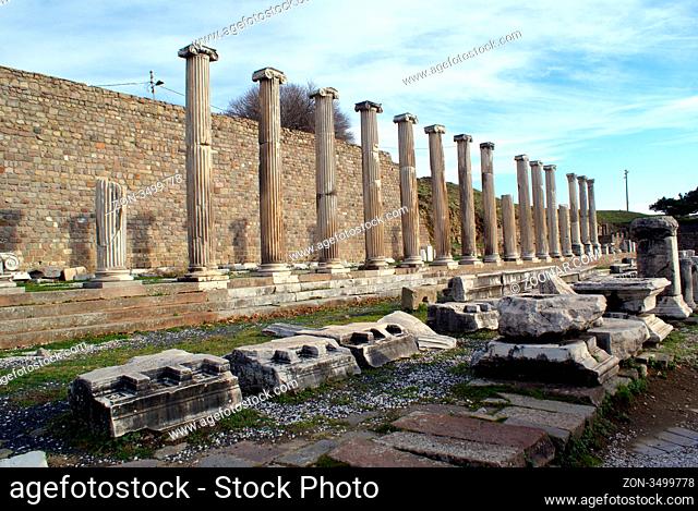 Columns and temple in Asklepion, Bergama, Turkey