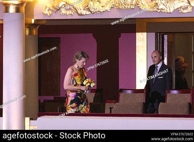 Queen Mathilde of Belgium pictured during a concert on the eve of Belgium's National Day, Wednesday 20 July 2022, at Bozar in Brussels
