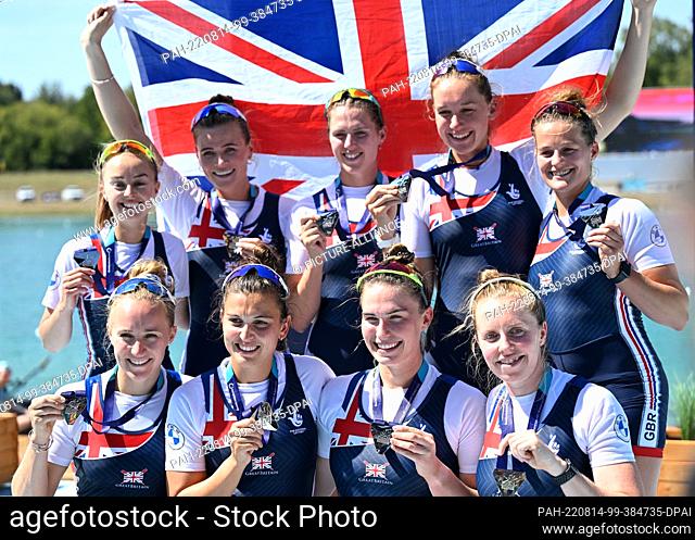 14 August 2022, Bavaria, Munich: European Championships, European Championship, Rowing, Eight with coxswain, Women, Final