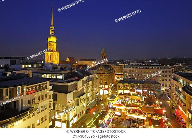 Dortmund, D-Dortmund, Ruhr area, Westphalia, North Rhine-Westphalia, NRW, city view, panoramic view, Alter Markt, old market place, Reinoldi church
