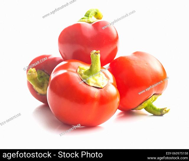 Red peppers vegetables isolated on white background