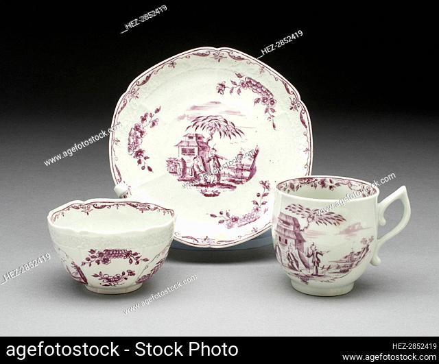 Tea Bowl, Coffee Cup, and Saucer, Worcester, c. 1760. Creator: Royal Worcester