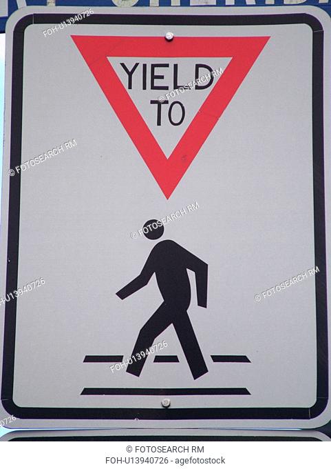 road sign, Yield to Pedestrian sign, pedestrian crossing sign, regulatory sign