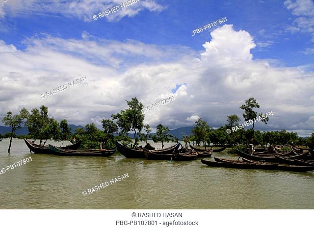 Fishing boats at Shahparir Dwip at Teknaf Cox’s Bazar, Bangladesh August 2010