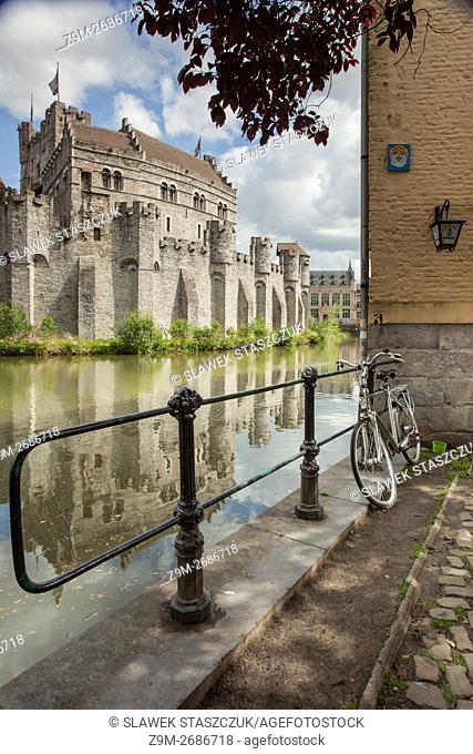 Spring afternoon at Gravensteen (Castle of the Counts) in Ghent, Belgium