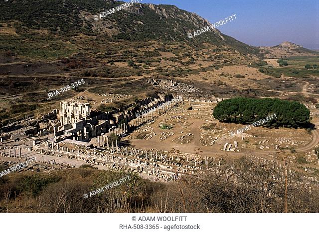 Curetes Way and Library of Celsus, Ephesus, Anatolia, Turkey, Asia Minor, Eurasia