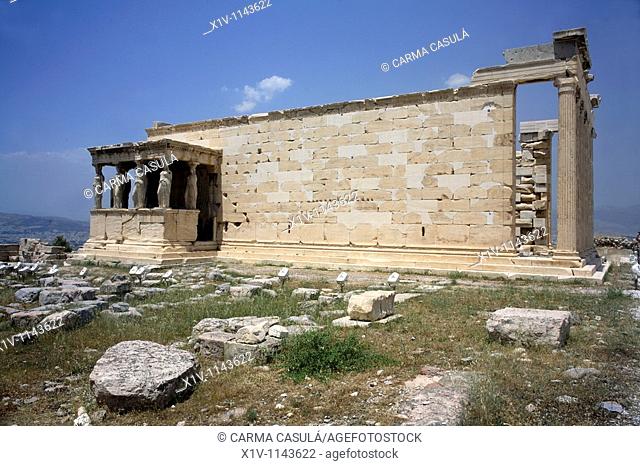 Athens Acropolis, the Caryatid and the Erechtheion