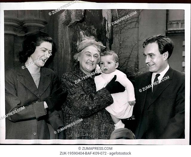 Apr. 04, 1959 - Prime Minister's Grandson ( adopted) christened . Lady Macmillan's wedding anniversary.: The christening took place this afternoon at Christ...