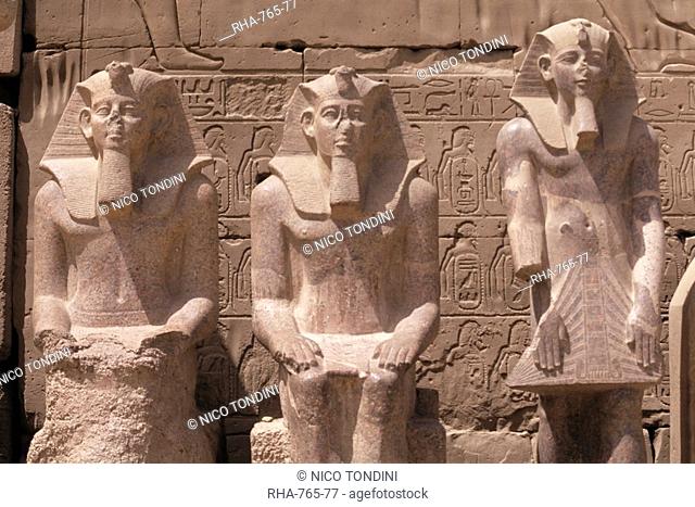 Statues of Ramses II Ramses the Great, Karnak Temple, Thebes, UNESCO World Heritage Site, Egypt, North Africa, Africa