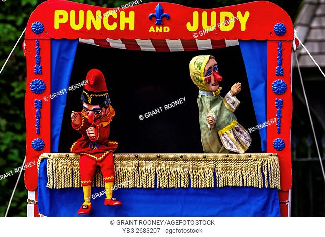 A Traditional Punch and Judy Show Performed At The Annual Medieval Fair Of Abinger, Surrey, UK