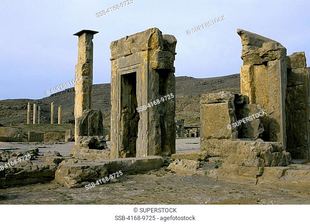 Iran, Near Shiraz, Persepolis, Doorway With Carving