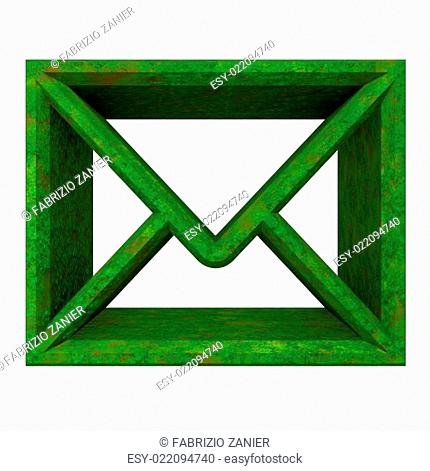 envelope email symbol in grass (3d)