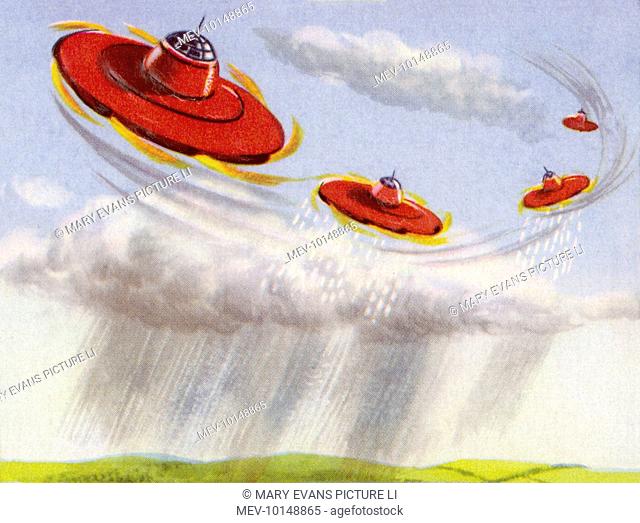 FLYING SAUCERS USED TO PRECIPITATE RAINFALL