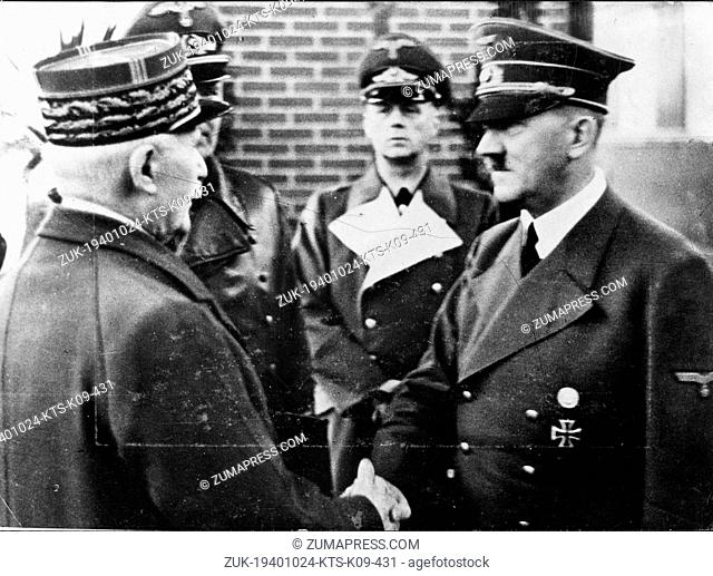 Oct. 24, 1940 - Berlin, Germany - ADOLF HITLER was the Fuhrer and Reichskanzler of Germany from 1933 to his death. He was leader of the National Socialist...