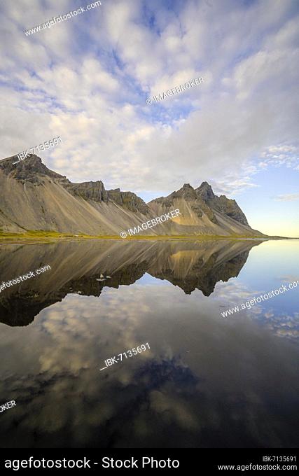 Water reflection, Vestrahorn, Klifatindur, Höfn, Austurland, Iceland, Europe