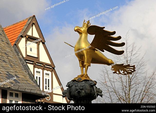 Marktbrunnen, Goslar, romanik, reichsadler, marktplatz, harz, harzvorland, niedersachsen, denkmal