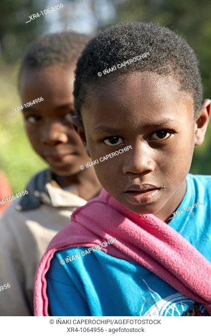 Two children, Andasibe, Toamasina, Madagascar, Africa