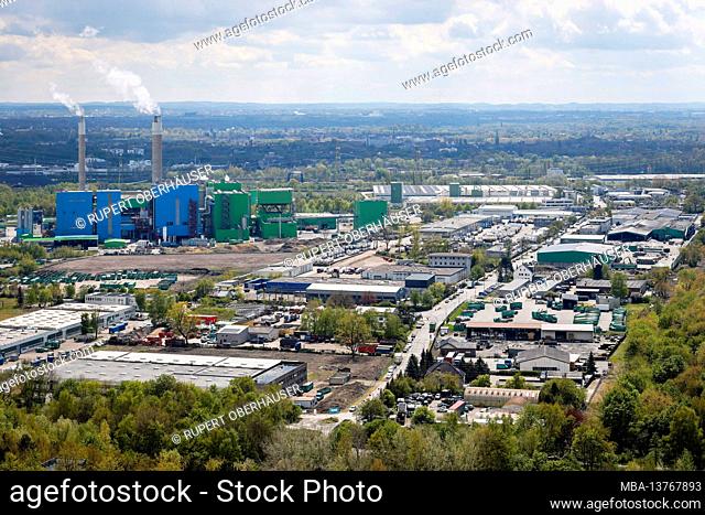 Herten, Ruhr area, North Rhine-Westphalia, Germany - industrial area, waste power plant AGR-RZR Herten, the waste disposal company Ruhrgebiet (AGR) operates a...