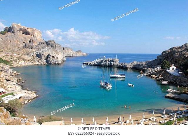 Apostel Paulus bucht bei Lindos auf der Insel Rhodos, Griechenland
