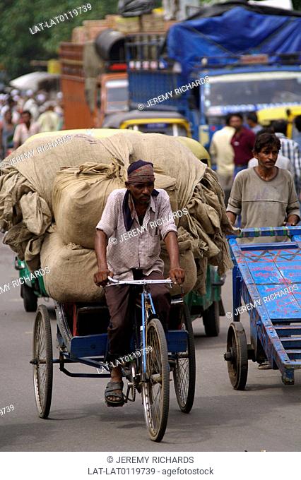 Cycle-Rickshaws are a popular mode of travel for short distance transits in the city, in busy areas of Chandni Chowk but their slow pace often leads to traffic...