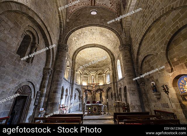 San Martín de Elines, apse and chancel with overlapping blind arches, , Valderredible region, Cantabria, Spain