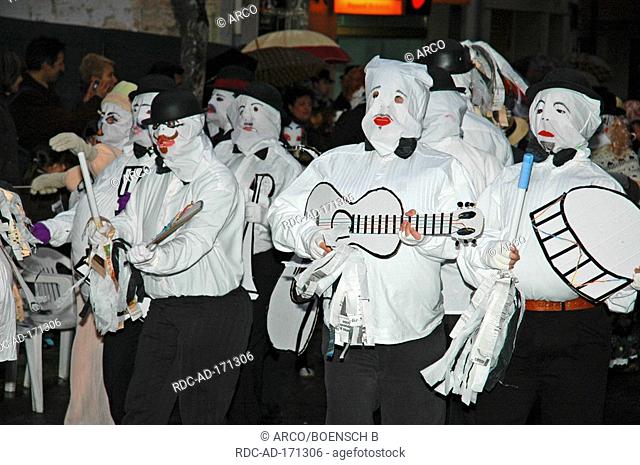 People dressed up as musicans, festival in Ibi, Alcoy, Costa Blanca, Spain