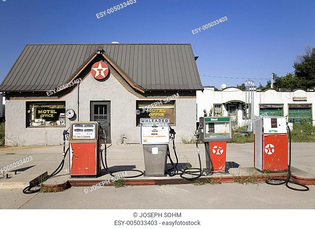 Old gas station on Lincoln Highway, US 30, East of North Platte, Nebraska