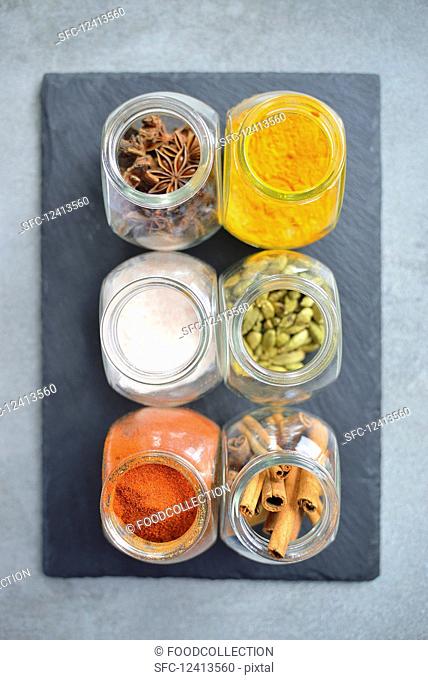 Kitchen spices in containers