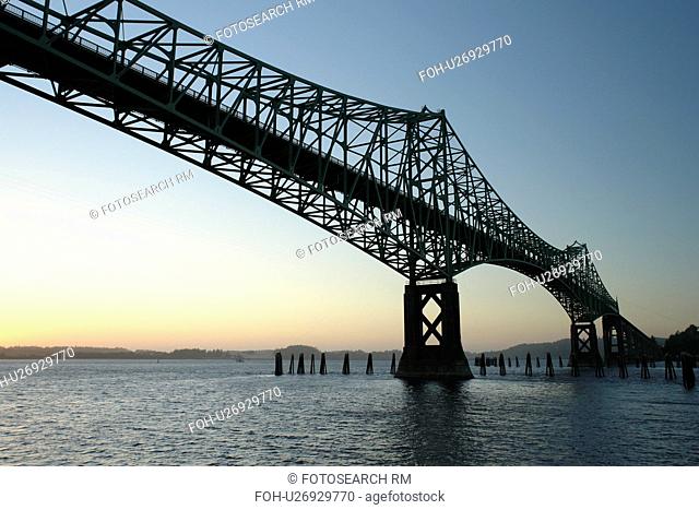 North Bend, OR, Oregon, Pacific Ocean, Pacific Coast Scenic Byway, Rt Route, Highway 101, Conde B. McCullough Memorial Bridge, Coos Bay, cantilever bridge