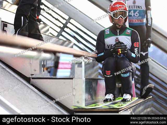 28 December 2022, Bavaria, Oberstdorf: Nordic skiing/ski jumping, World Cup, Four Hills Tournament, large hill, men, training: Markus Eisenbichler (Germany)...