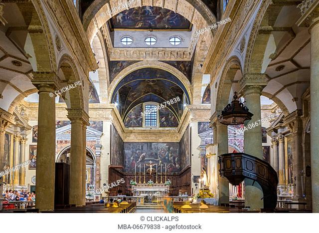 Gallipoli, province of Lecce, Salento, Apulia, Italy. The cathedral of Gallipoli