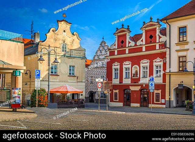Historic house on the main square of Tabor (Zizkovo namesti), Czech Republic