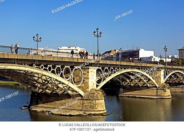 Isabel II bridge or Triana bridge  Guadalquivir river Seville, Andalusia, Spain