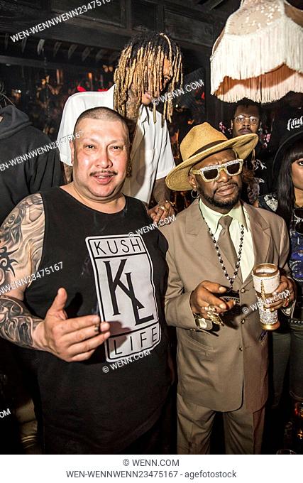 Wiz Khalifa's Listening Party for his new album 'Khalifa' at Blind Dragon in West Hollywood Featuring: Bishop Don Magic Juan, Wiz Khalifa Where: Los Angeles
