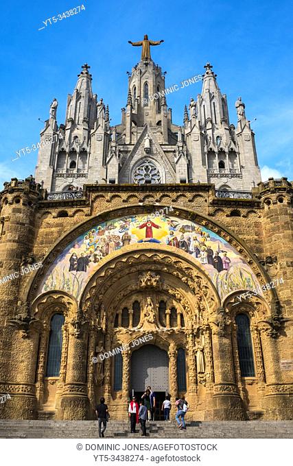 The Temple of the Sacred Heart of Jesus at Tibidabo, Barcelona, Catalonia, Spain, Europe