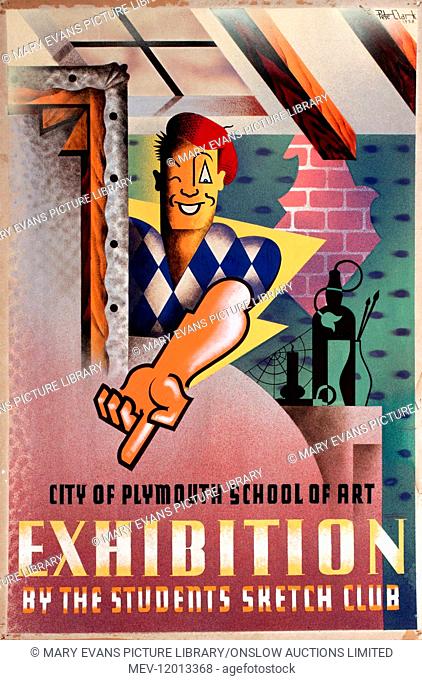 Poster, City of Plymouth School of Art, Students Sketch Club Exhibition, design by Peter Clark