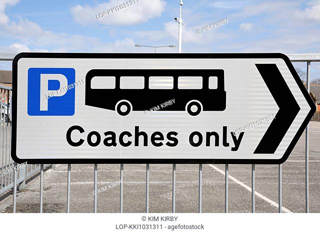 England, East Yorkshire, Beverley. A coach parking sign