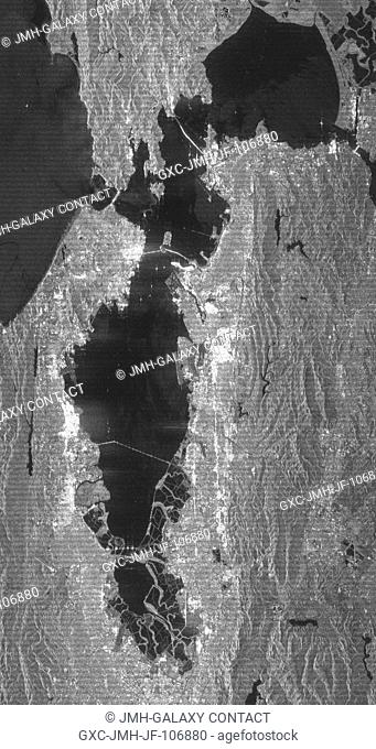 The San Francisco Bay Area in California and its surroundings are shown in this radar image from the Shuttle Radar Topography Mission (SRTM)