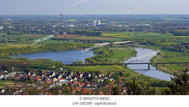 View from Wittekindsberg at Minden, Strasse der Weserrenaissance, Porta Westfalica, Westfaelische Pforte, North Rhine-Westphalia, Germany, Europe