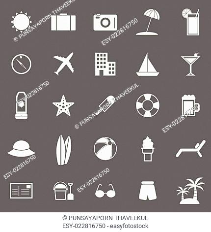 Summer icons on gray background