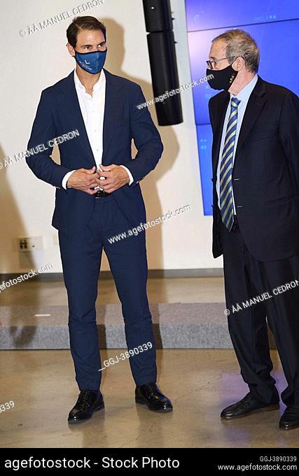 Rafael Nadal attends the Opening of 'Enlighted 2021 Hybrid Edition' at Telefonica Foundation on October 19, 2021 in Madrid, Spain